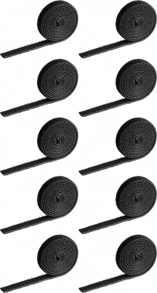 10x Taśma rzep do spinania kabli Durable Cavoline Grip 10, 1m x 10mm, czarny