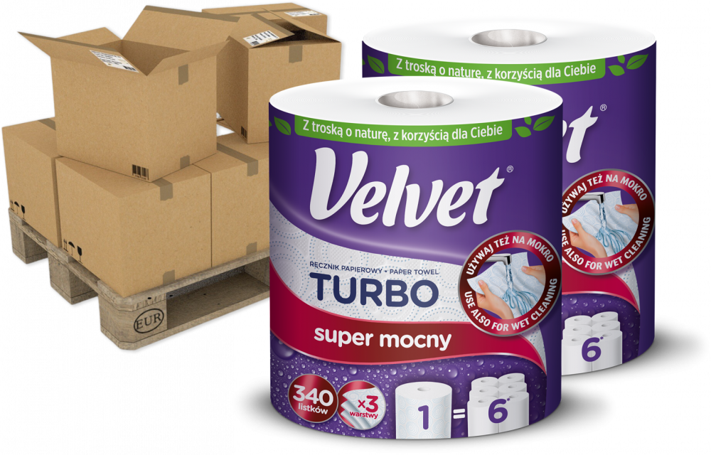 192x Ręcznik papierowy Velvet Turbo, 3-warstwowy, 78.21m, w roli, 1 rolka, biały