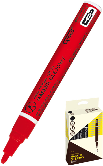 Marker olejowy Grand, GR-25, okrągła, 1.8mm, czerwony