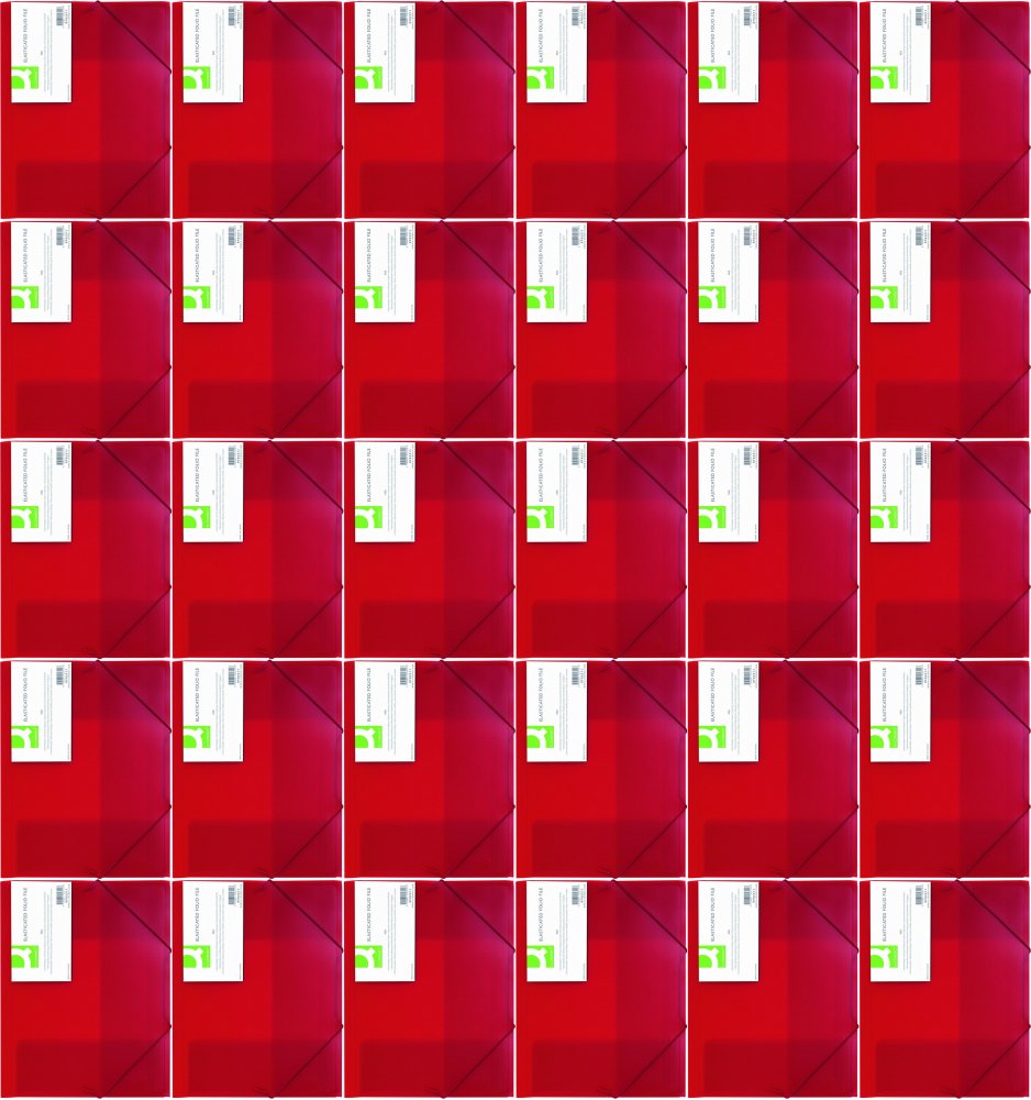 96x Teczka z gumką Q-connect, A4, plastikowa, 3-skrzydłowa, transparentny czerwony