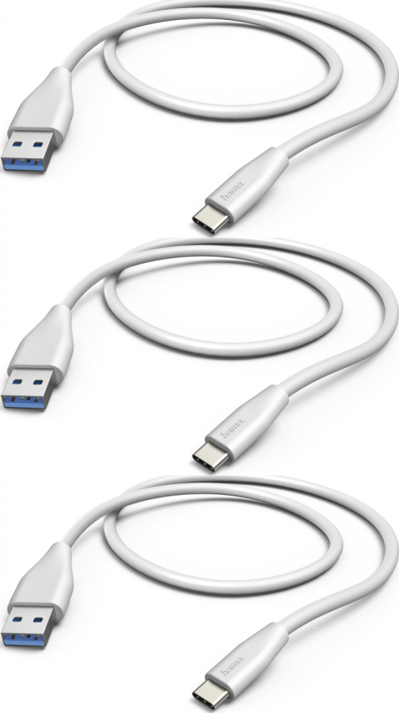 3x Kabel ładujący Hama Typ C - USB 3.1, 1.5m, biały