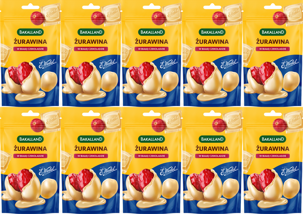 10x Żurawina Bakalland w białej czekoladzie Wedel, 74g