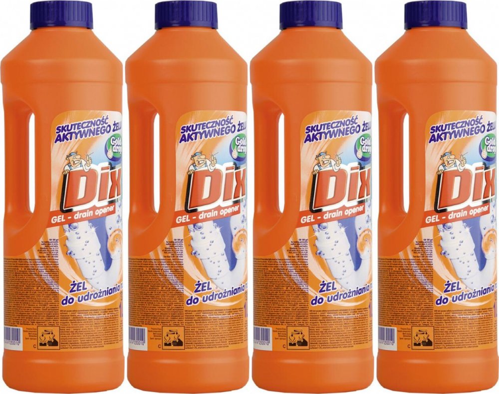 4x Żel do udrażniania rur Dix Gold Drop, 1l