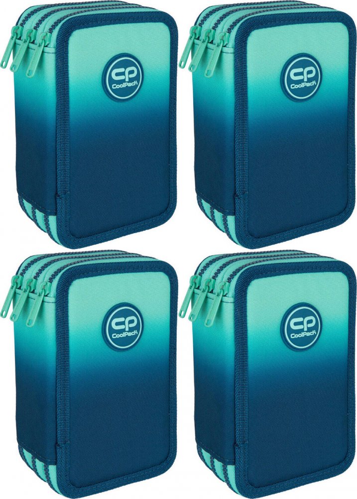 4x Piórnik szkolny CoolPack Jumper 3 Gradient Blue Lagoon, 3-komorowy, z wyposażeniem