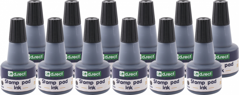 12x Tusz do stempli D.Rect, 30ml, czarny