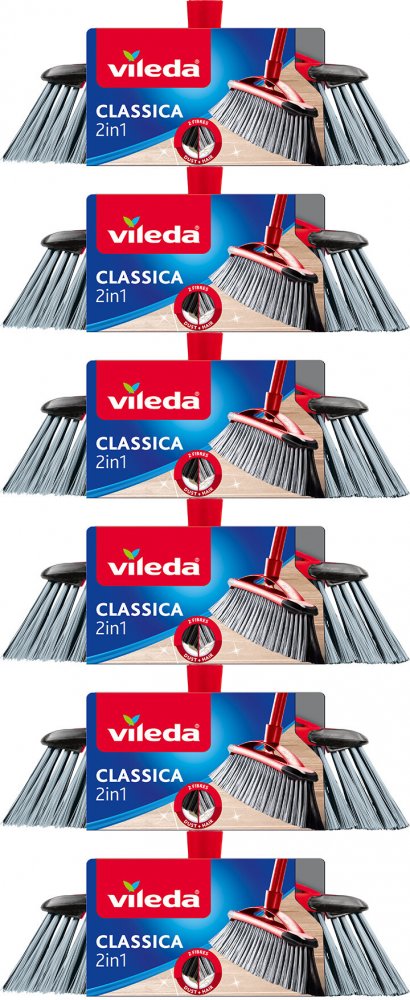 6x Miotła/szczotka do zamiatana Vileda Classica 2 w 1, końcówka