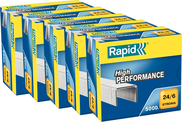 5x Zszywki Rapid Strong, 24/6 5M, 5000 sztuk, srebrny