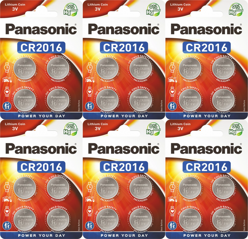 6x Bateria litowa Panasonic, 3V, CR2016, 4 sztuki