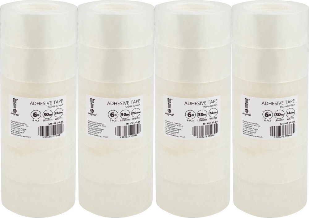 4x Taśma klejąca MemoBe, 24mmx30m, 6 sztuk, przezroczysty