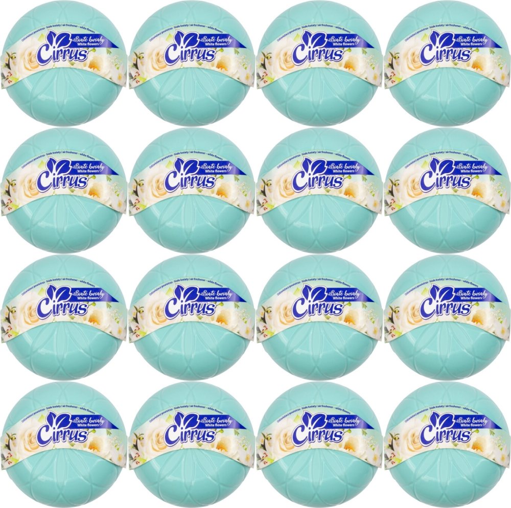 16x Odświeżacz powietrza Cirrus kwiat, białe kwiaty, żel, 150g