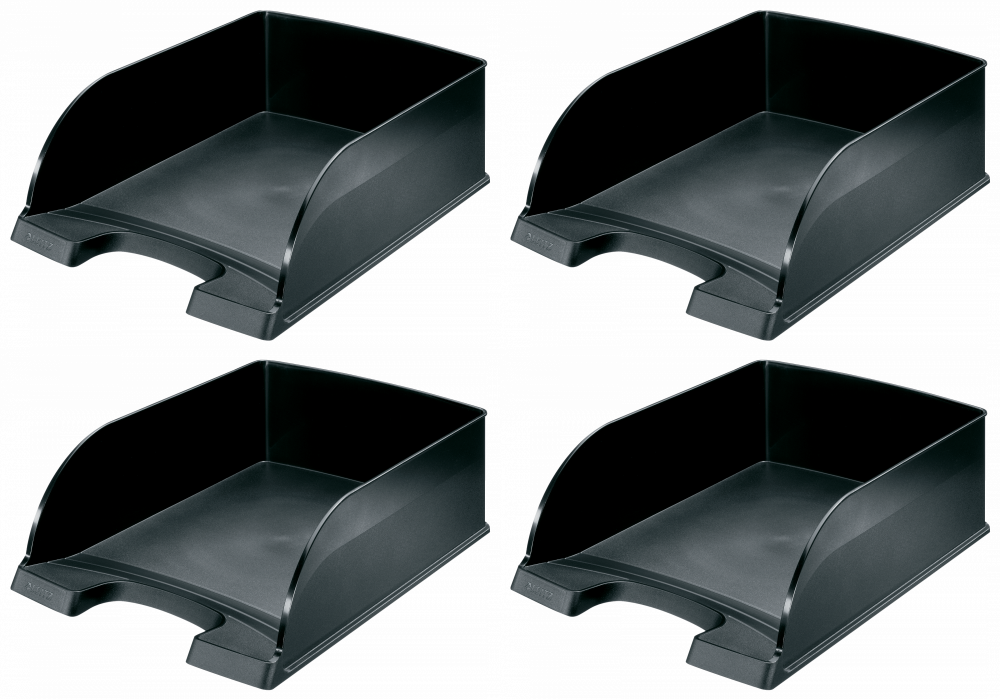 4x Półka na dokumenty Leitz Plus Jumbo, A4, plastikowa, czarny