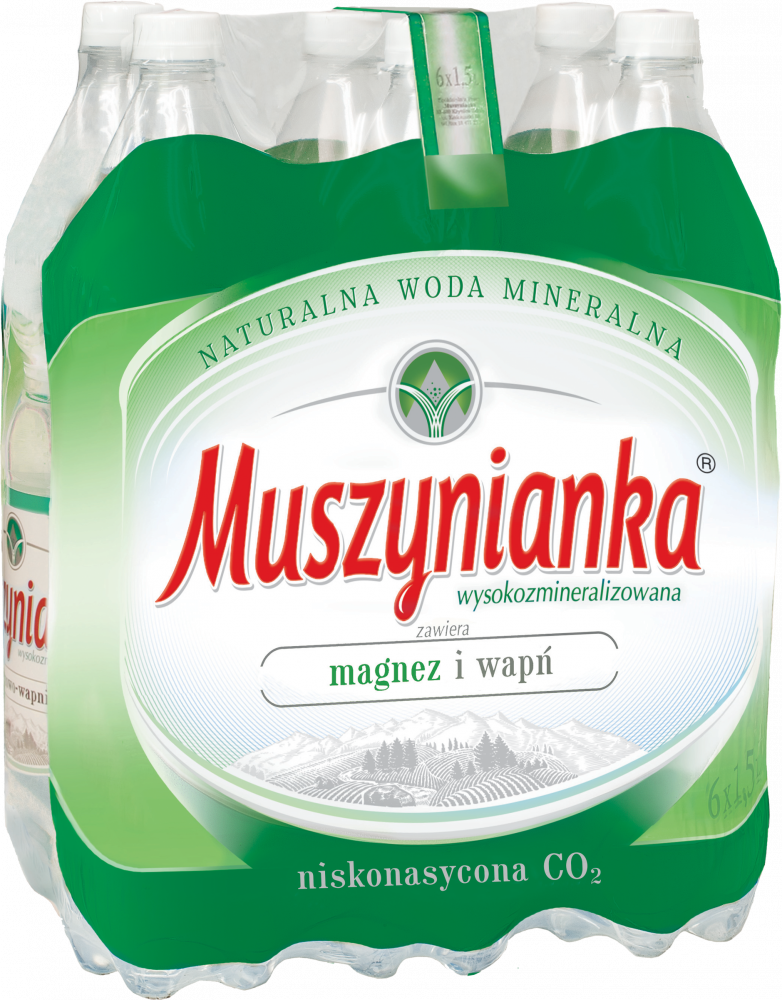 6x Woda niegazowana niskonasycona CO2 Muszynianka, wapniowo-magnezowa, 1.5l, butelka PET