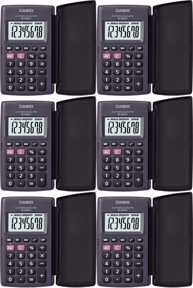 6x Kalkulator kieszonkowy Casio HL-820LV-S BK, 8 cyfr, czarny