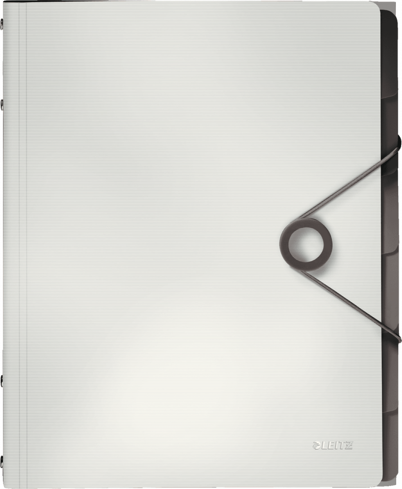 Teczka z przegródkami Leitz Solid, segregująca, z gumką, A4, 6 przekładek, biały