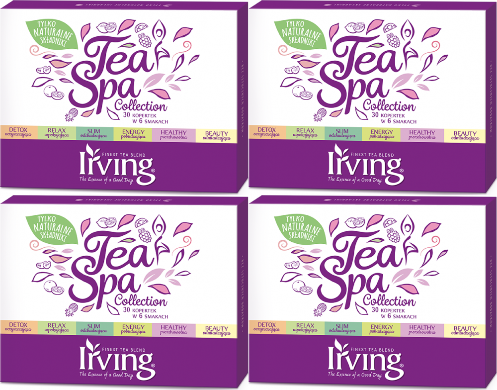4x Zestaw herbat w kopertach Irving Tea SPA, 30sztuk x 1.5g, 6 smaków
