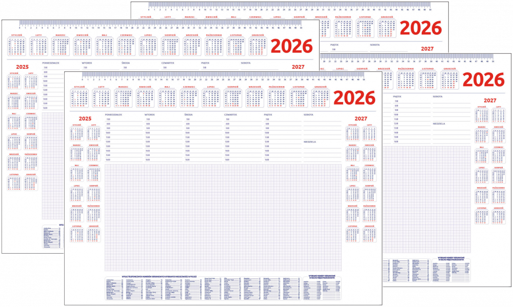 4x Podkład na biurko Udziałowiec, z kalendarzem 2026 i notatnikiem, A2, bez listwy