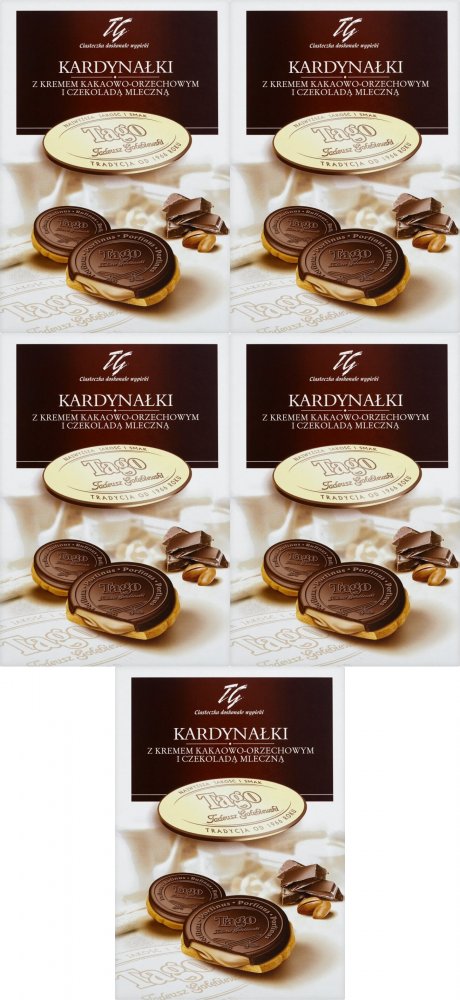 5x Ciastka Kardynałki Tago, kakaowo-orzechowy, 180g