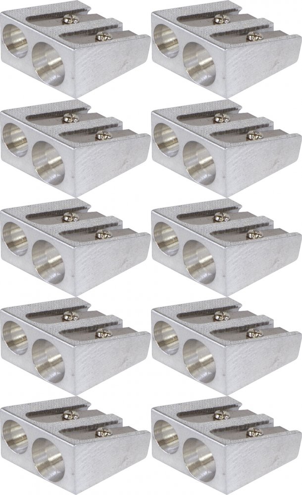 10x Temperówka Donau, aluminium, 2 otwory, srebrny