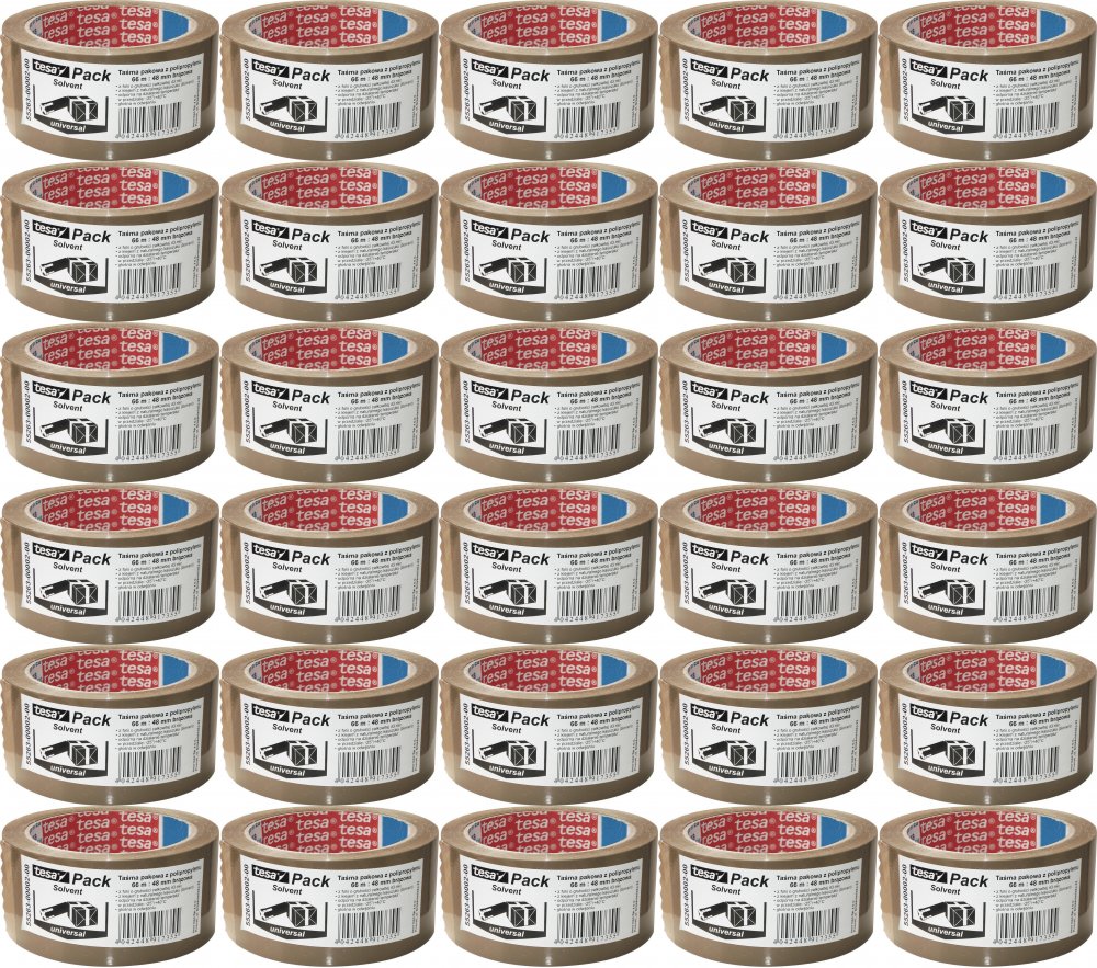 36x Taśma pakowa Tesa Standard Solvent, 48mmx66m, brązowy