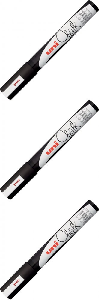 3x Marker kredowy Uni PWE-5M, okrągła, 2.5mm, czarny