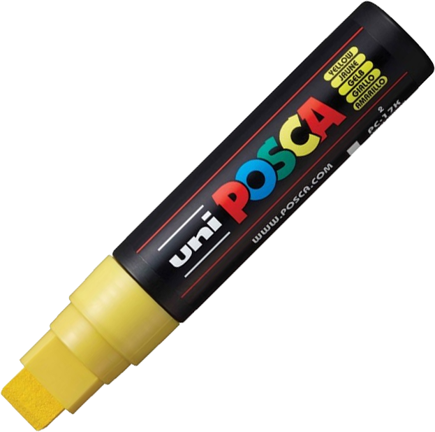 Marker Posca PC-17K, z farbą plakatową, ścięta, 15mm, żółty