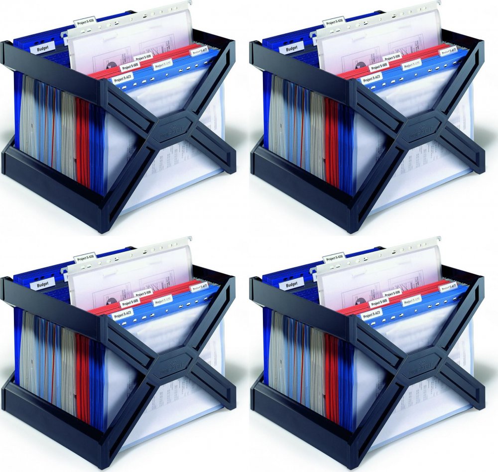 4x Pojemnik składany na 30 teczek zawieszanych Durable, 360x270x320mm, czarny