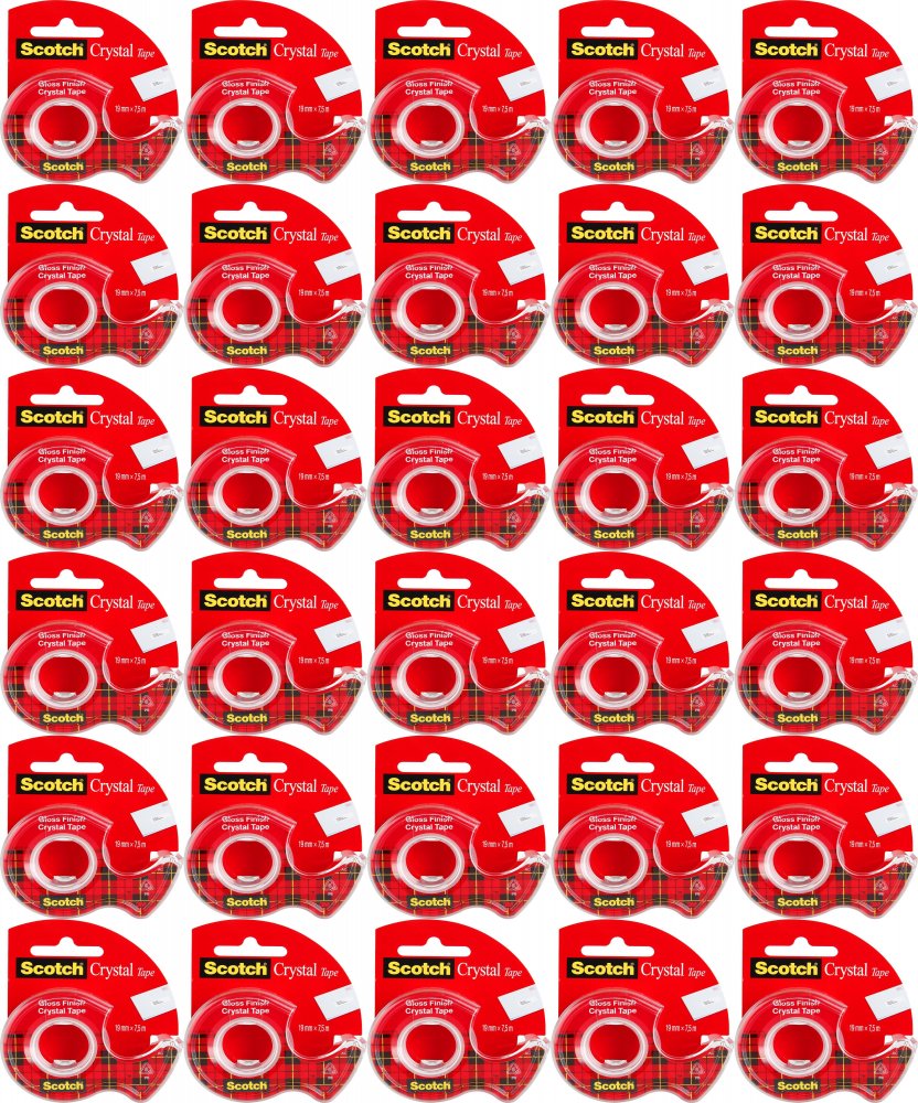 36x Taśma klejąca Scotch Crystal Clear, z podajnikiem, 19mmx7.5m, przezroczysty