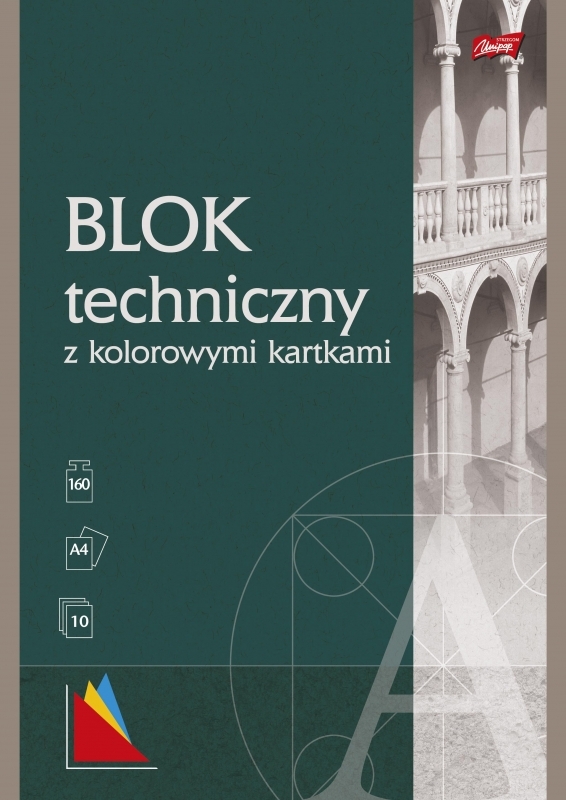 Blok techniczny Unipap, A4, 10 kartek, kolorowy, barwiony w masie