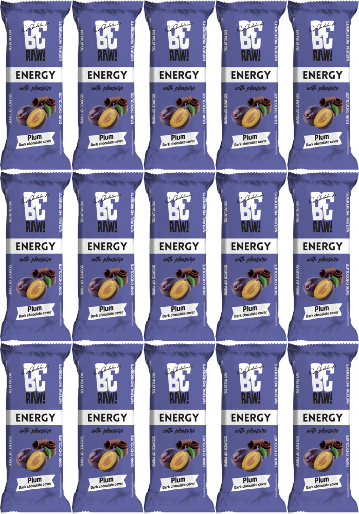 15x Baton owocowy BeRAW Energy, śliwkowy, 40g