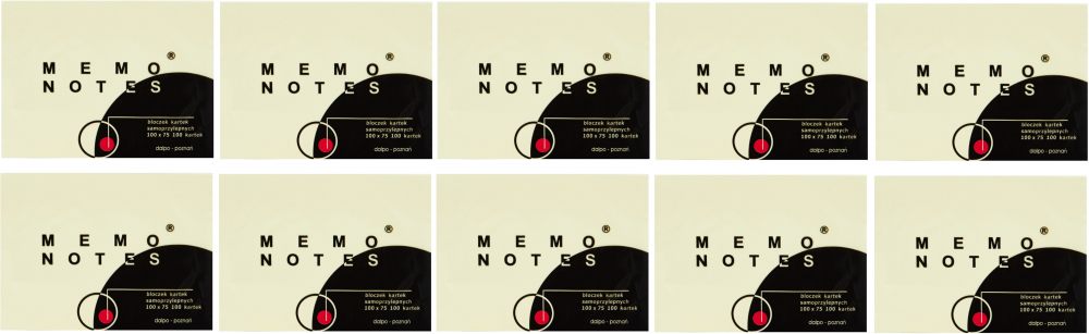 10x karteczki samoprzylepne Dalpo Memo Notes, 100x75mm, 100 karteczek, żółty