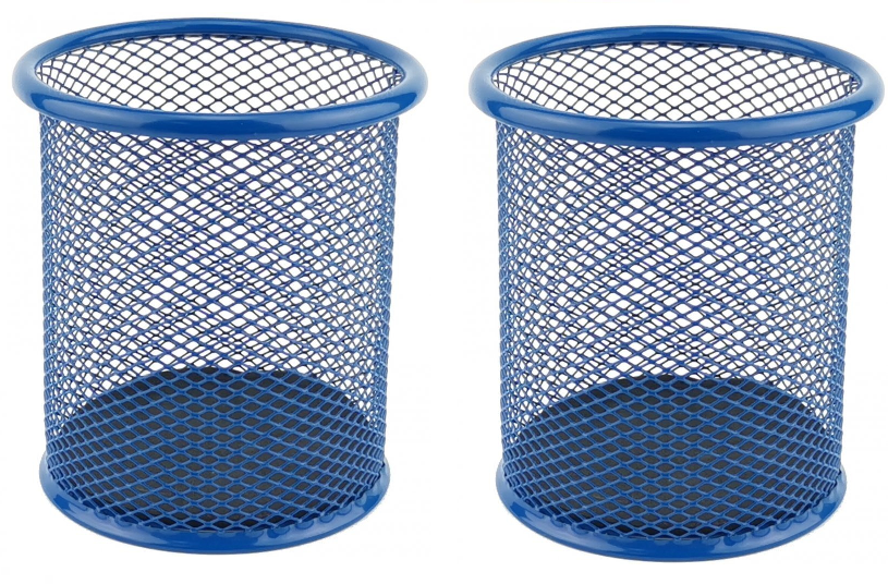 2x kubek na długopisy Leviatan, metalowy (druciany), 98x91mm, granatowy