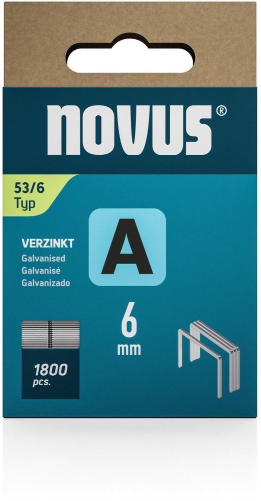 Zszywki Novus "A", 53/6, 1800 sztuk, srebrny