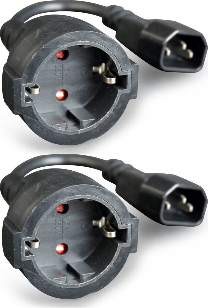 2x Adapter zasilający Gembird PC-SFC14M-01, IEC320 C14/ SCHUKO (F), na kablu 15cm, czarny
