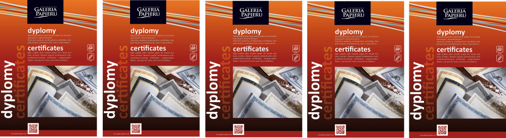 5x Dyplom Falbala Zielona Galeria Papieru, A4, 170g/m2, 25 arkuszy