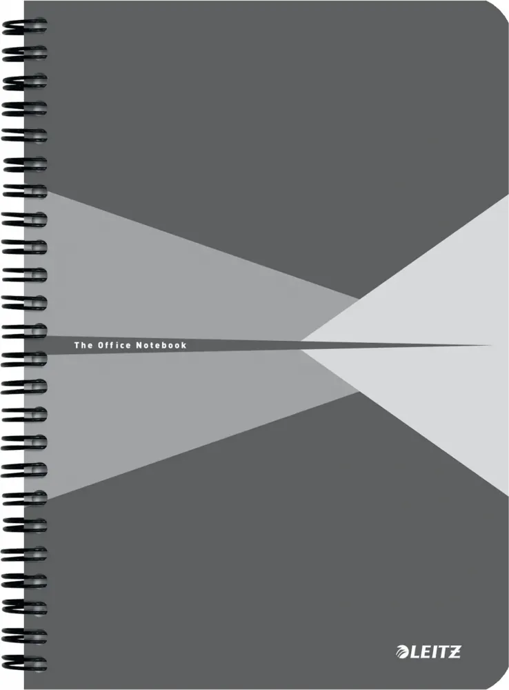 Kołonotatnik Leitz Office, A5, w kratkę, 90 kartek, okładka PP, szary