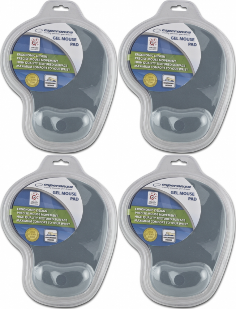 4x Podkładka żelowa pod mysz Esperanza EA137Y, 230x190x20mm, szary