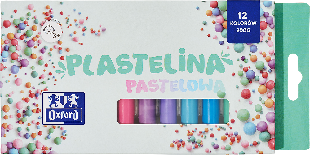 Plastelina Oxford mix kolorów pastelowych, 12 kolorów, 200g
