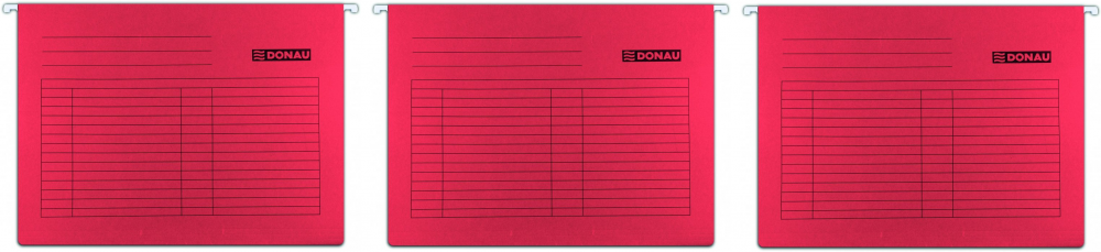 3x Teczka zawieszkowa Donau, A4, 230g/m2, czerwony