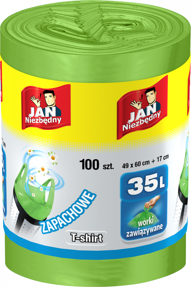 Worki na śmieci Jan Niezbędny T-shirt, zapachowe, na odpady zmieszane, 35l, 100 sztuk,