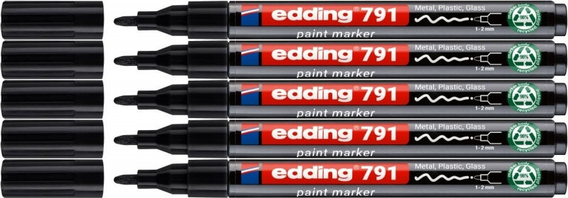 5x Marker olejowy edding e-791 PCR, okrągła, 1-2 mm, czarny