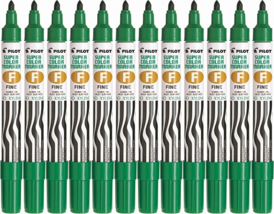 12x Marker permanentny Pilot SCA-F, okrągła, 1mm, zielony