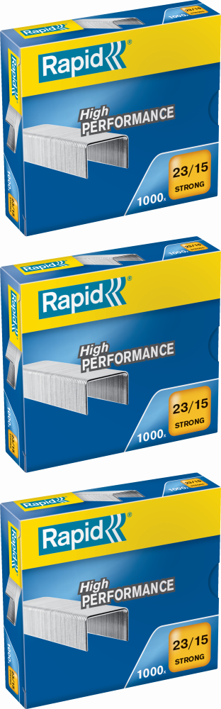 3x Zszywki Rapid Strong 23/15 1M, 1000 sztuk, srebrny