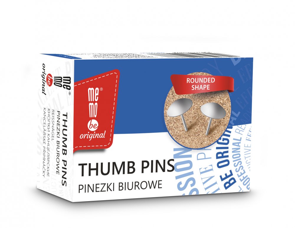 Pinezki MemoBe, 50 sztuk, srebrny