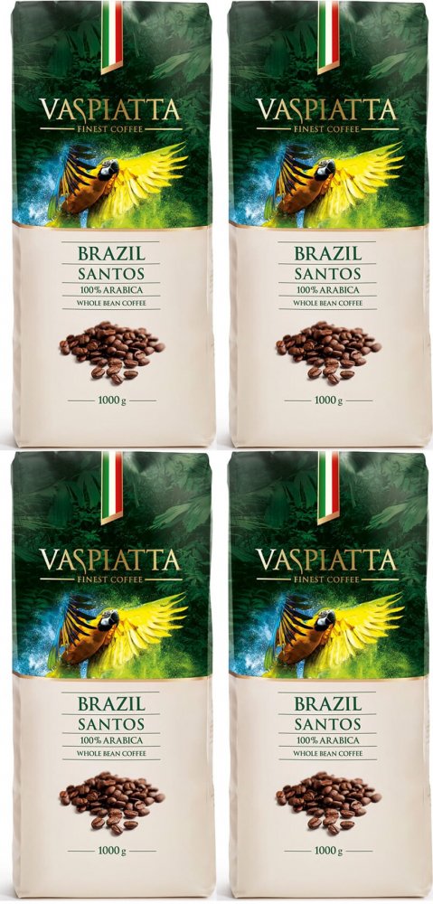 4x Kawa ziarnista Vaspiatta Brazil Santos, 1kg