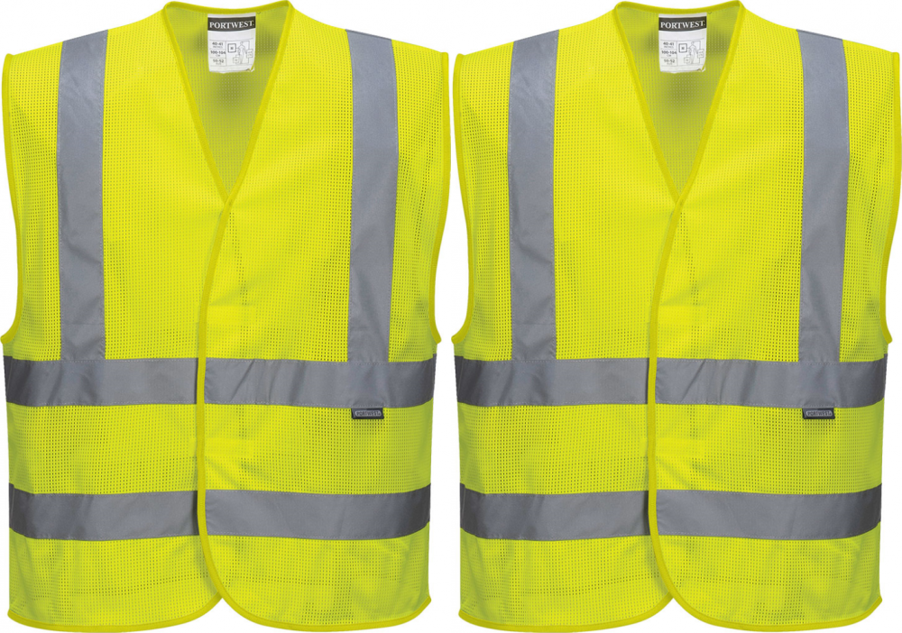 2x Kamizelka odblaskowa Portwest C370, siatkowa, rozmiar L/XL, żółty