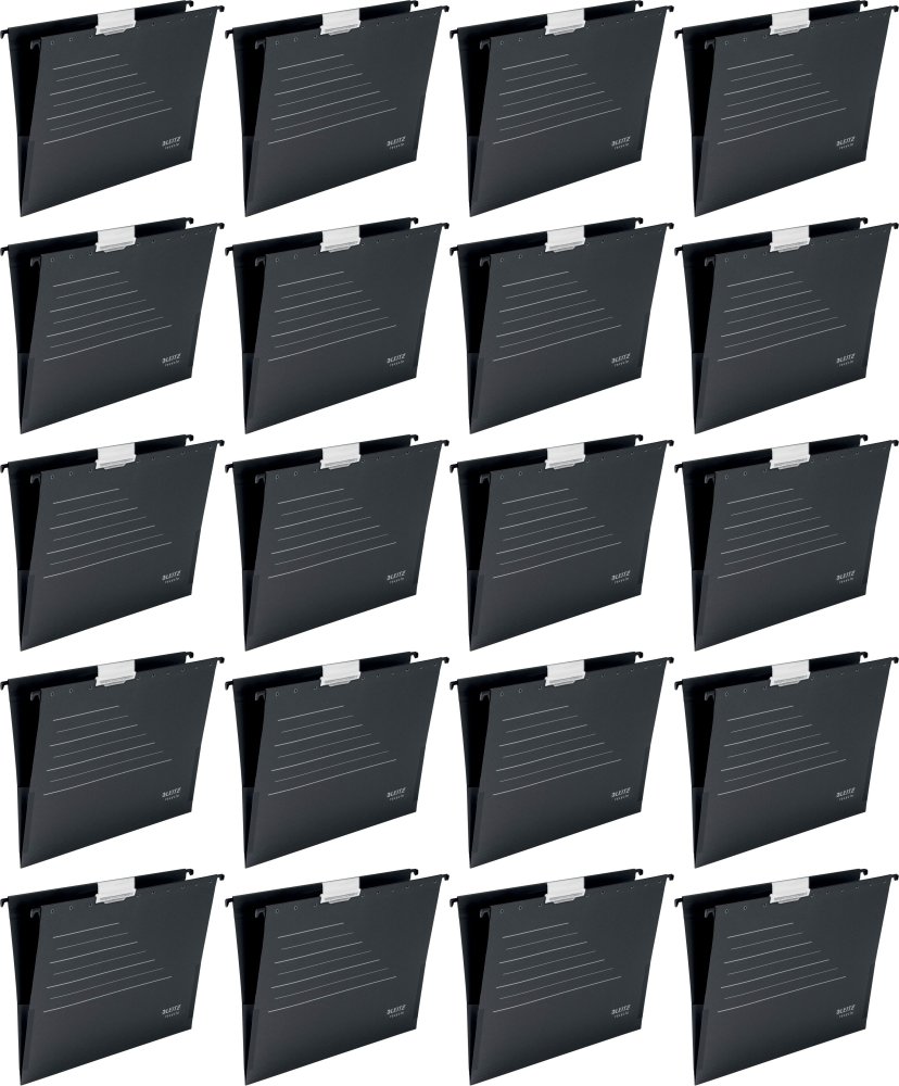 20x Teczka zawieszkowa kartonowa z rozciągliwymi bokami Leitz Alpha Recycle, A4, 348x260mm, 250g/m2, czarny