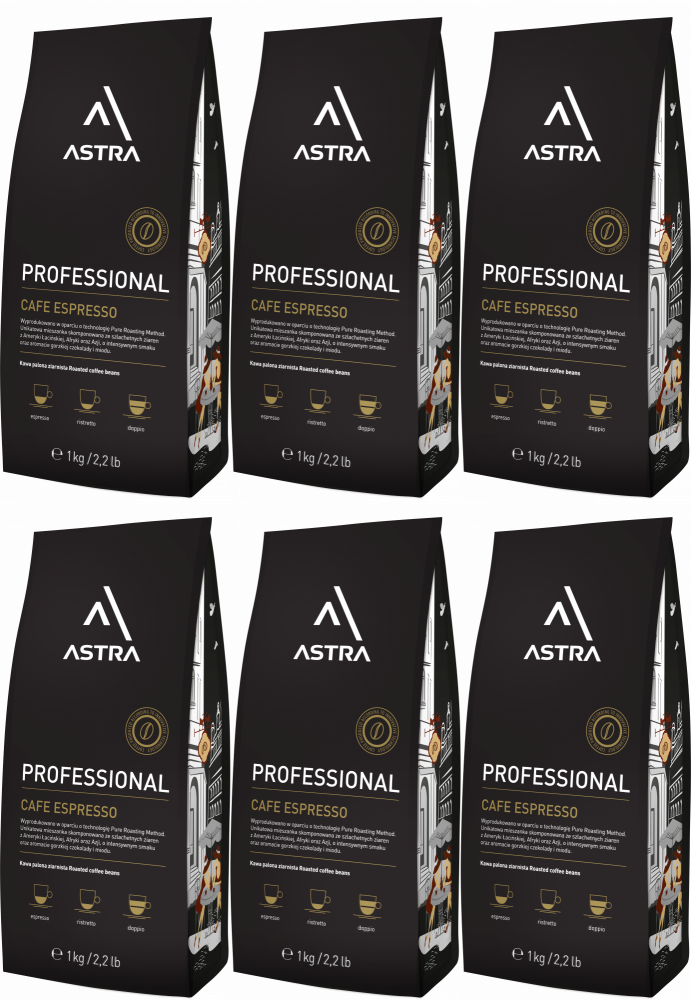 6x Kawa ziarnista Astra Professional Espresso, 1kg
