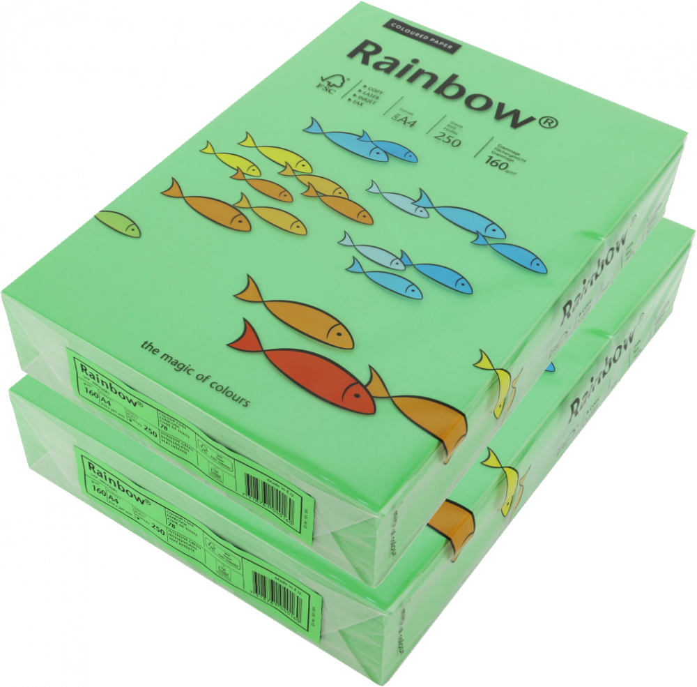 2x Papier ksero ekologiczny Rainbow, A4, 160g/m2, 250 arkuszy, ciemny zielony (R78)