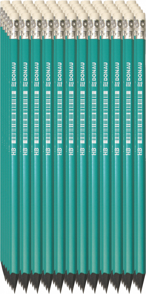 60x Ołówek syntetyczny Donau, HB, z gumką, zielony
