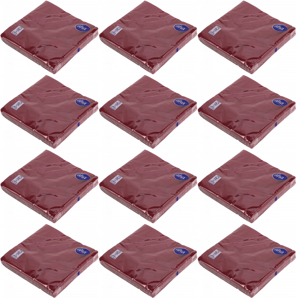12x Serwetki stołowe A-ha, 3-warstwowe, 33x33cm, 20 sztuk, bordowy